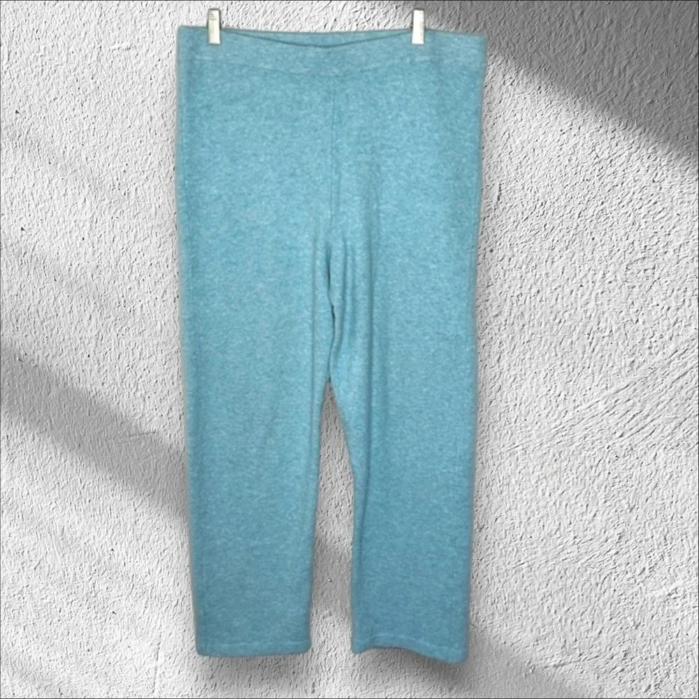 Chicos Light Blue Pull‎ On Straight Leg Pants Size 2 (Large) Comfy Cozy Warm